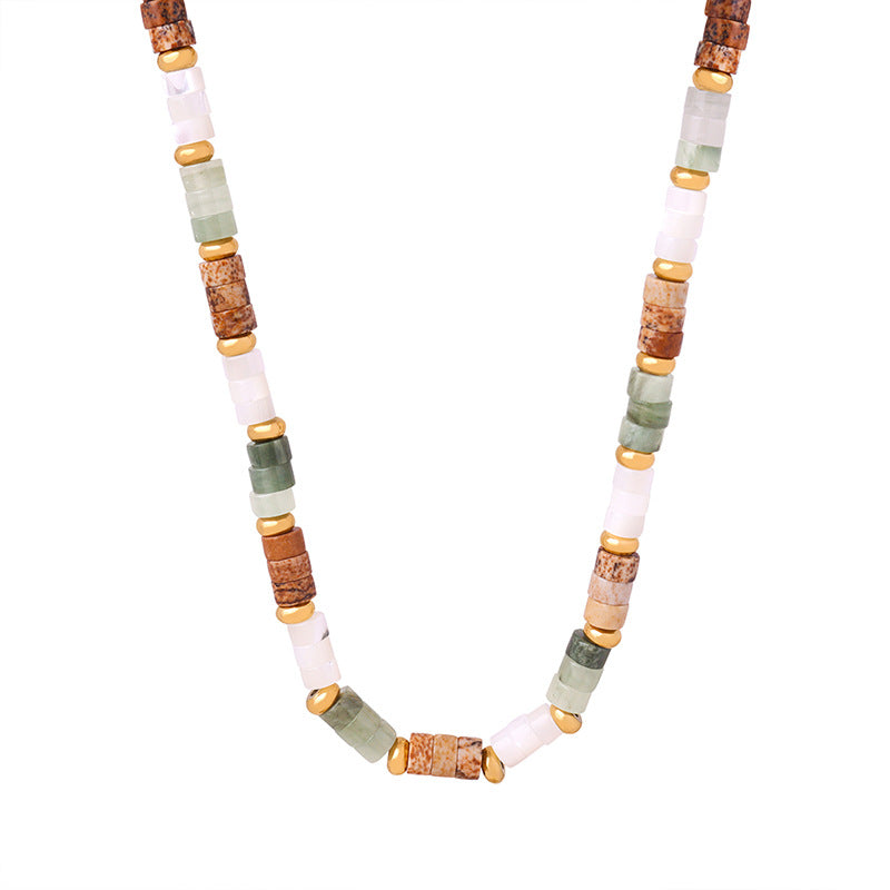 Brown Vintage Natural Stone Beaded Necklace
