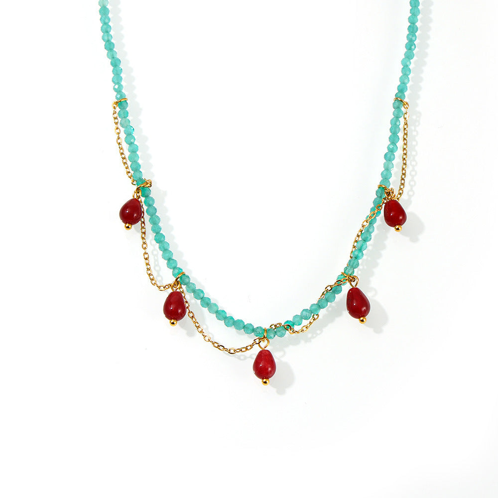 Crystal Opal Pendant Beaded Necklace