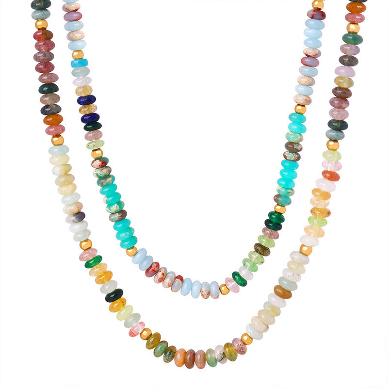 Rainbow Natural Danube Abacus Beaded Necklace