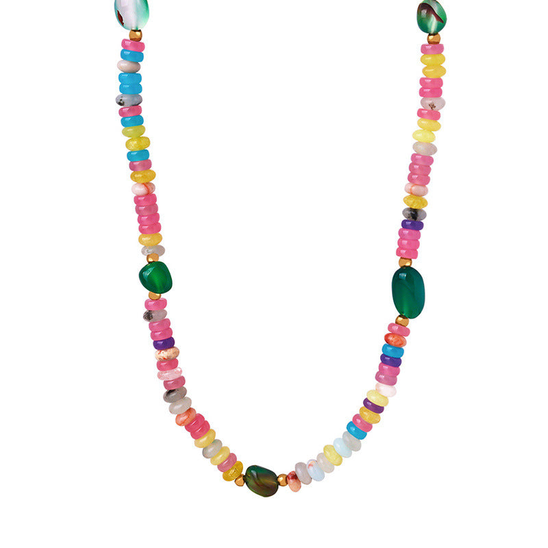 Natural Stone Abacus Beaded Necklace