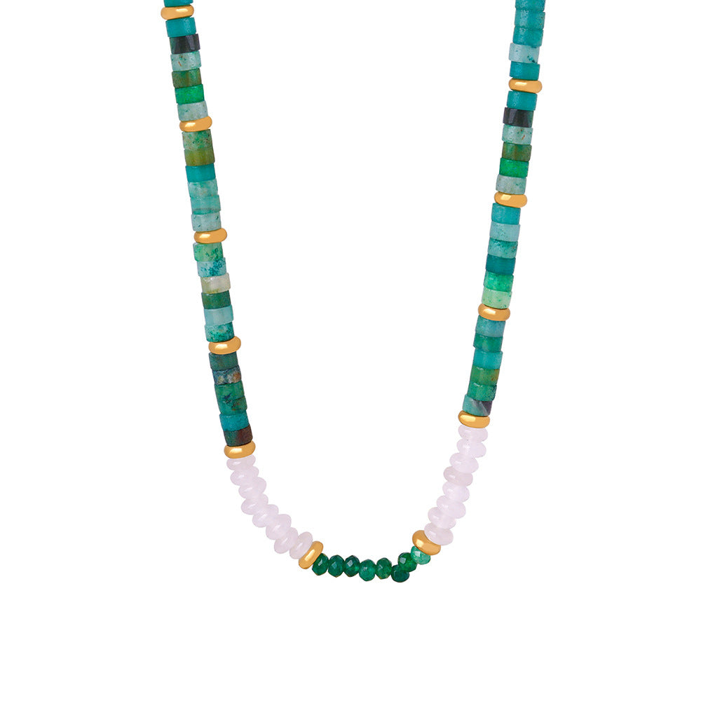 Green Jade Natural Stone Beaded Necklace