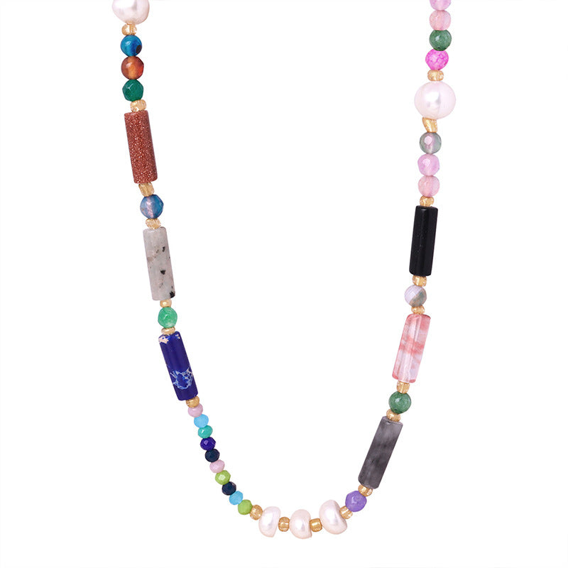 Vintage Natural Stone Freshwater Pearl Beaded Necklace