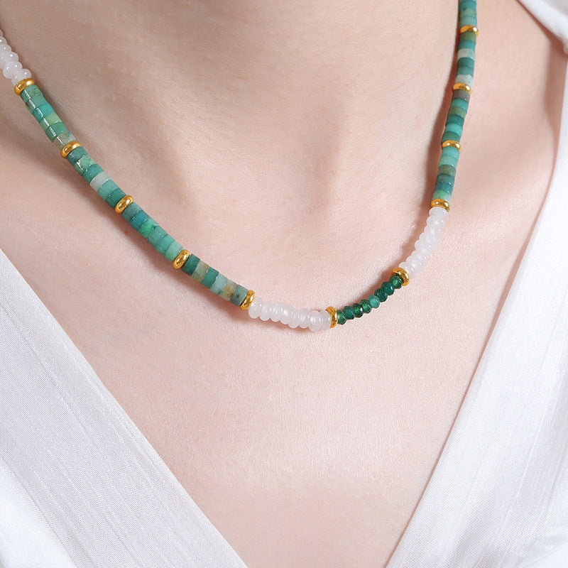 Green Jade Natural Stone Beaded Necklace