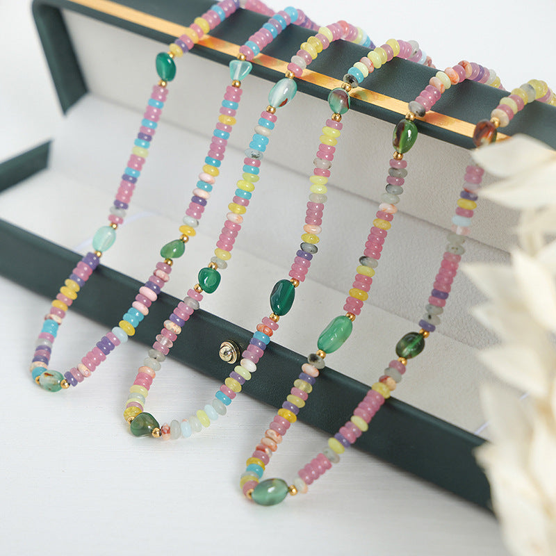 Natural Stone Abacus Beaded Necklace