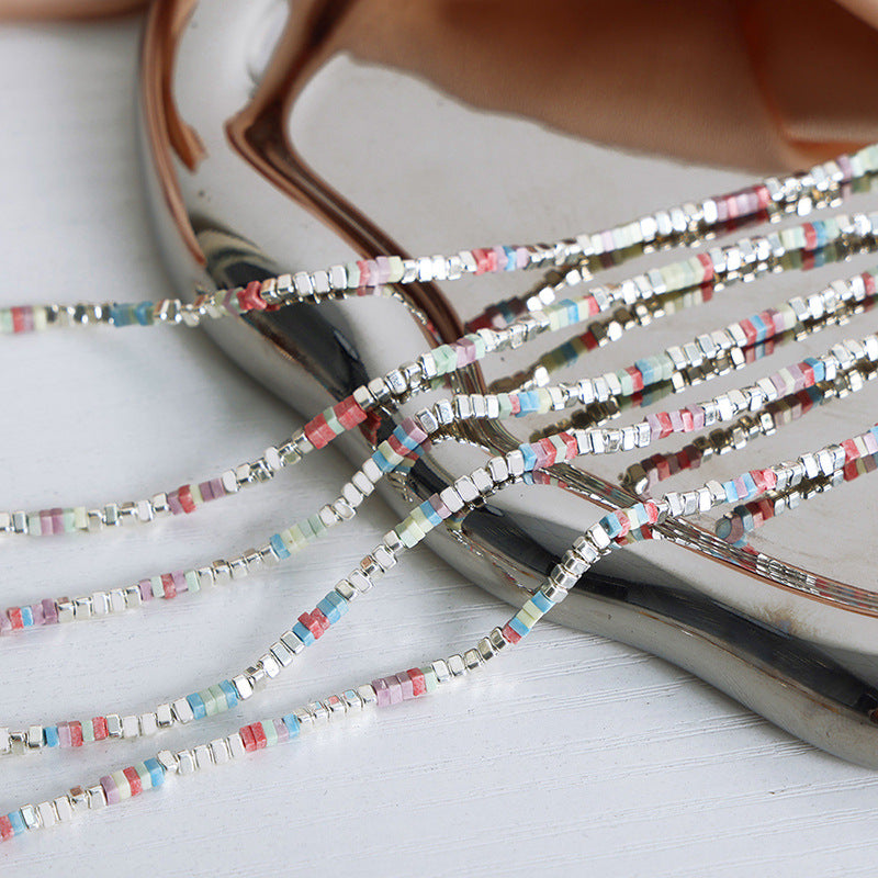 Stainless Steel Square Beaded Necklace