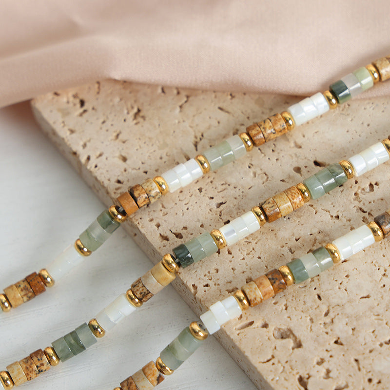 Brown Vintage Natural Stone Beaded Necklace