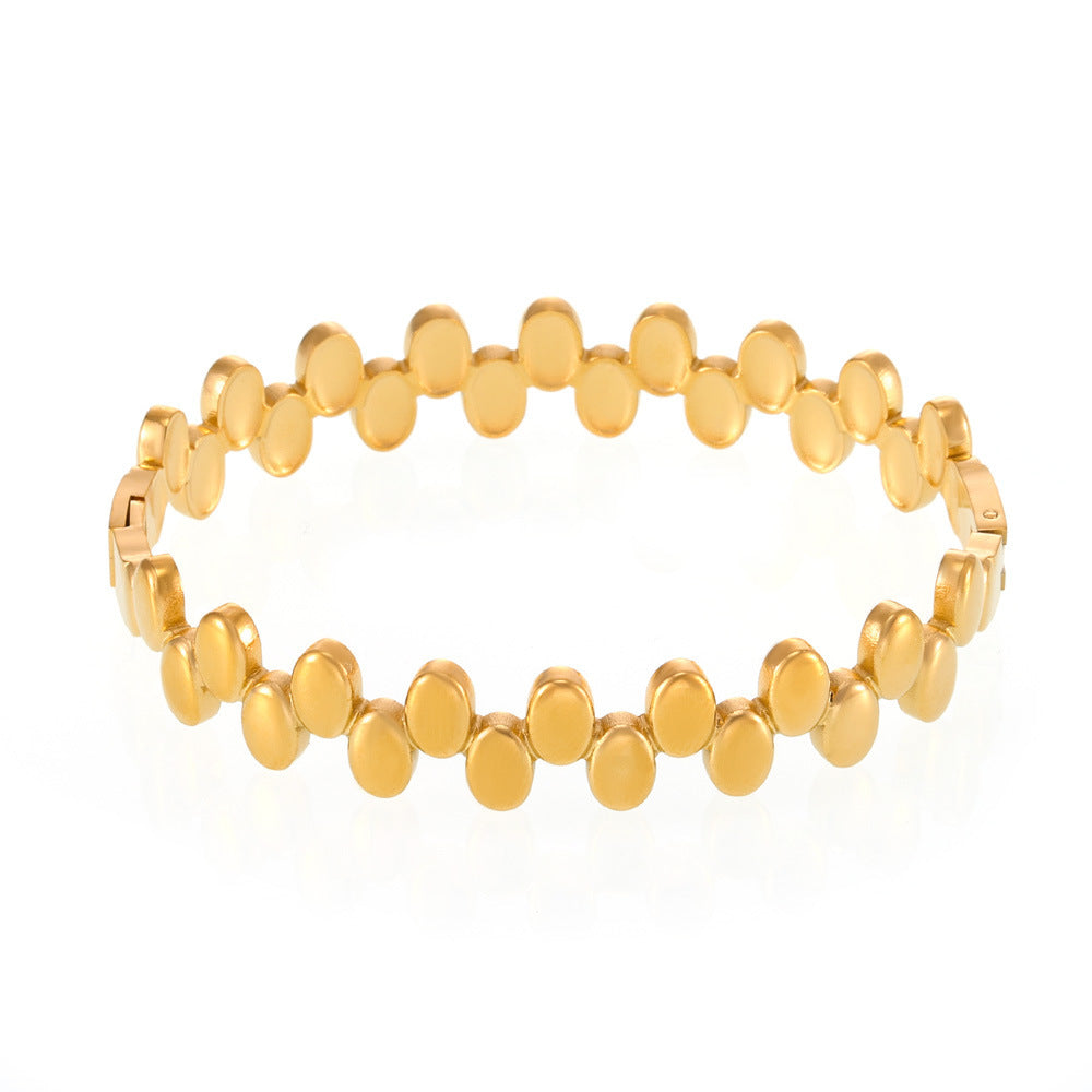 Stainless Steel Polka Dot Closed Bangle Bracelet