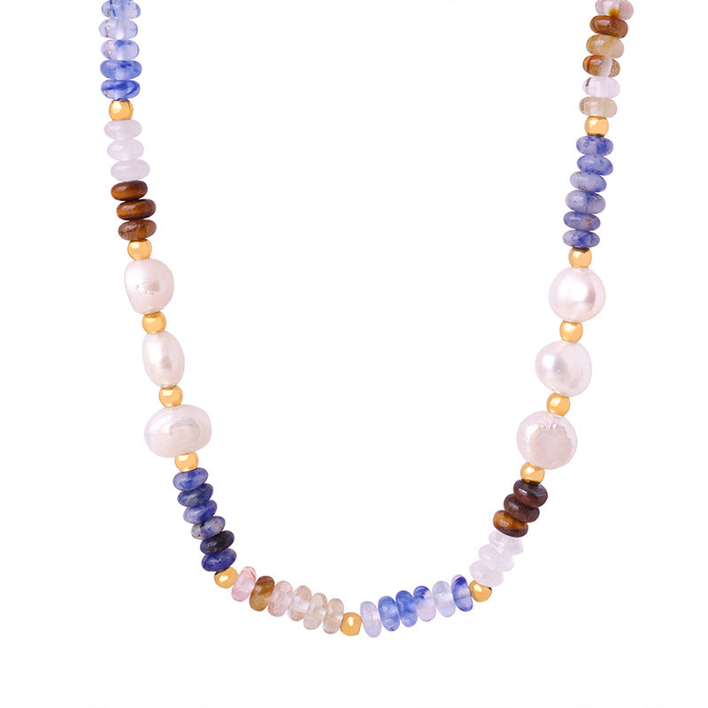 Vintage Baroque Freshwater Pearl Natural Stone Handmade Beaded Necklace