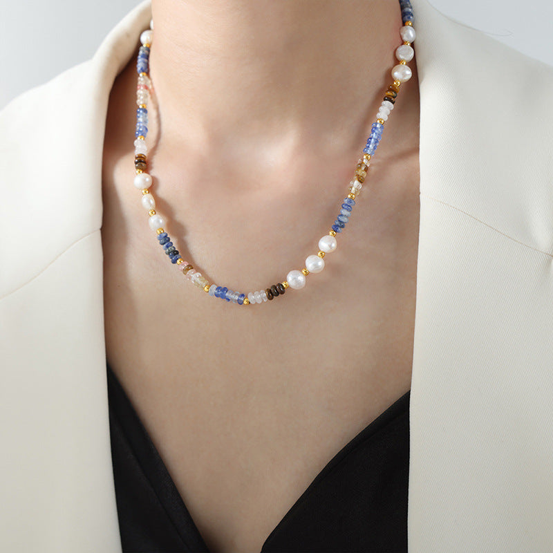 Vintage Baroque Freshwater Pearl Natural Stone Handmade Beaded Necklace