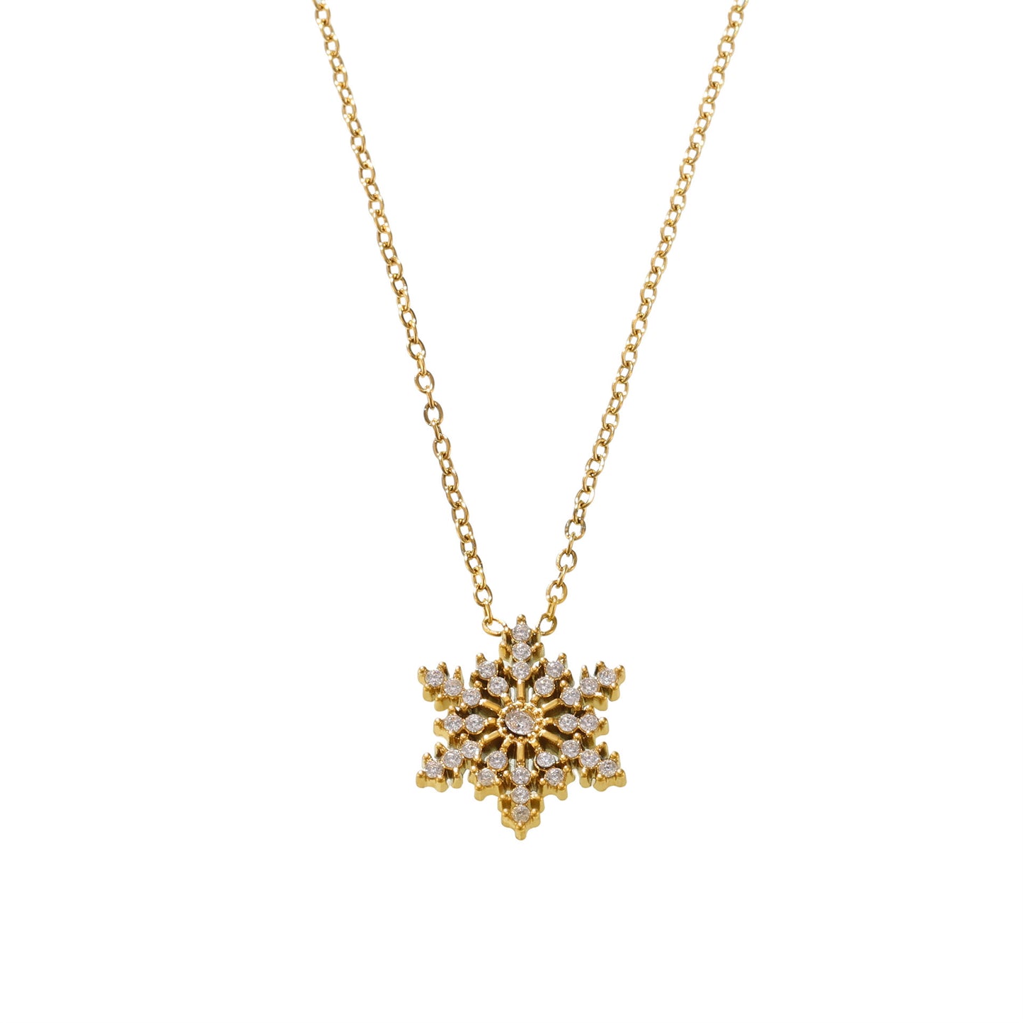 Christmas Snowflake Inlay Cubic Zirconia Necklace