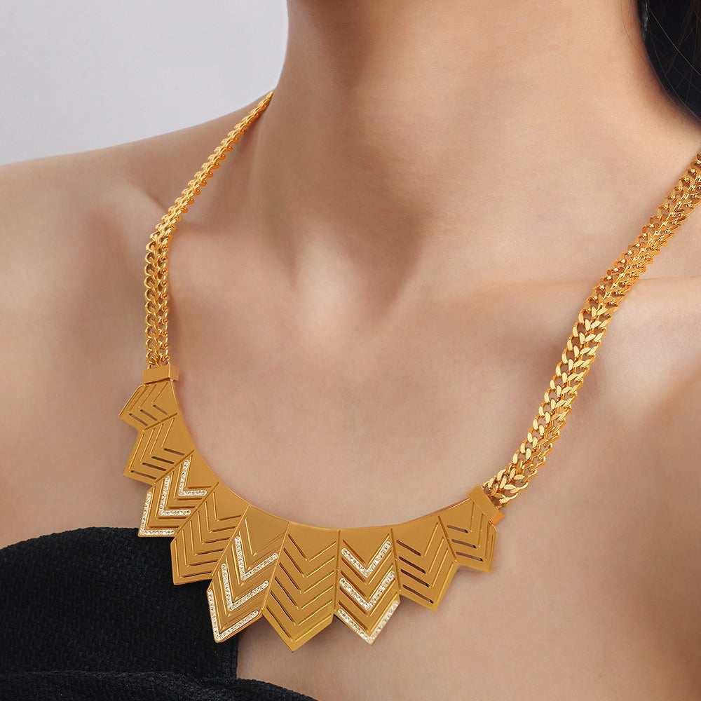 Exaggerated and Creative Hollow Cubic Zirconia Necklace