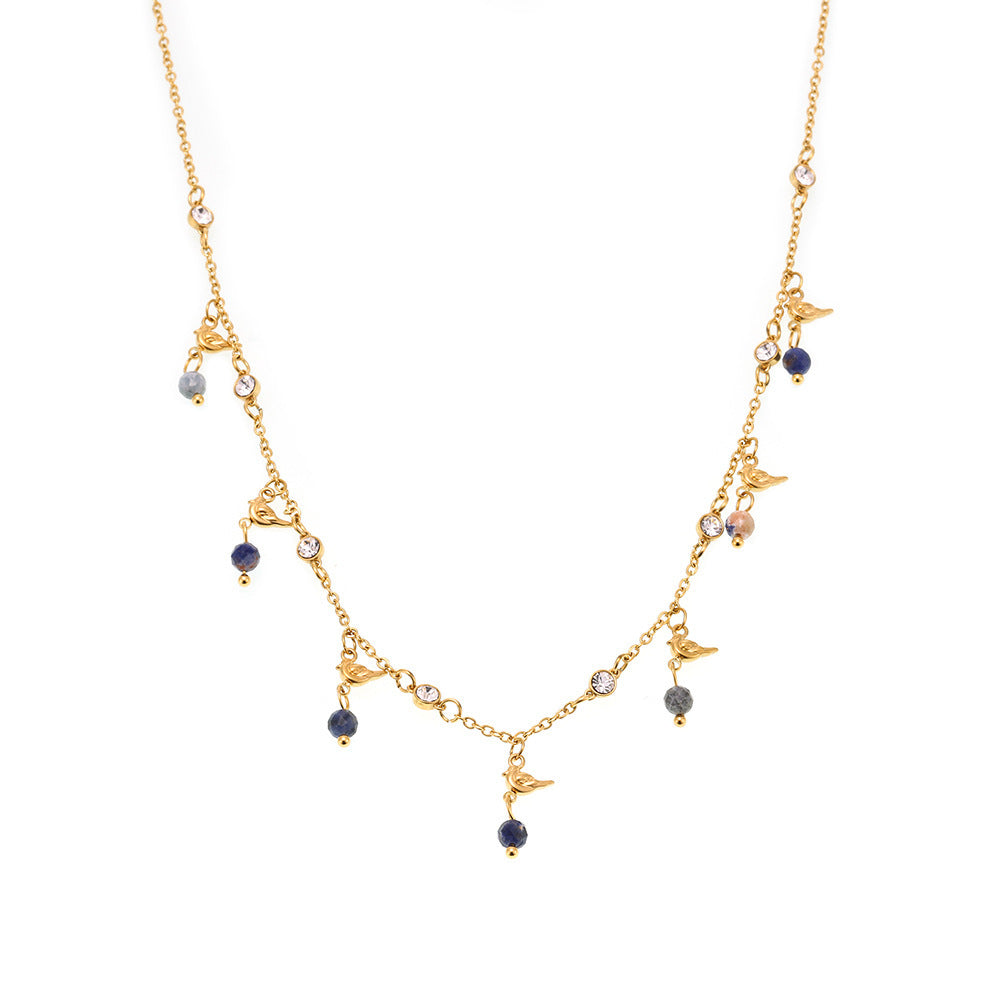 Stainless Steel Freshwater Pearl Lapis Lazuli Pendant Necklace