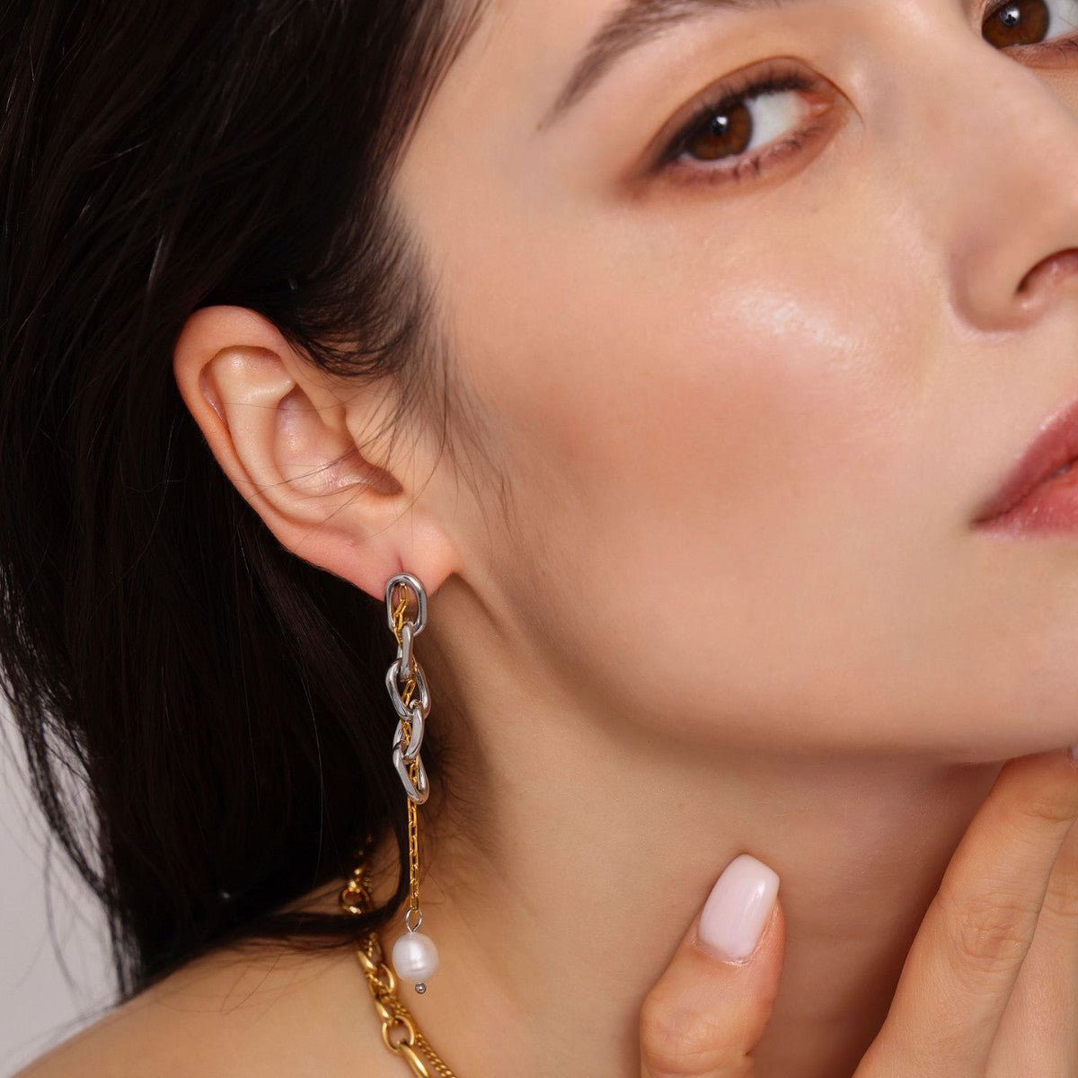Chain Tassel Freshwater Pearl Drop Earrings