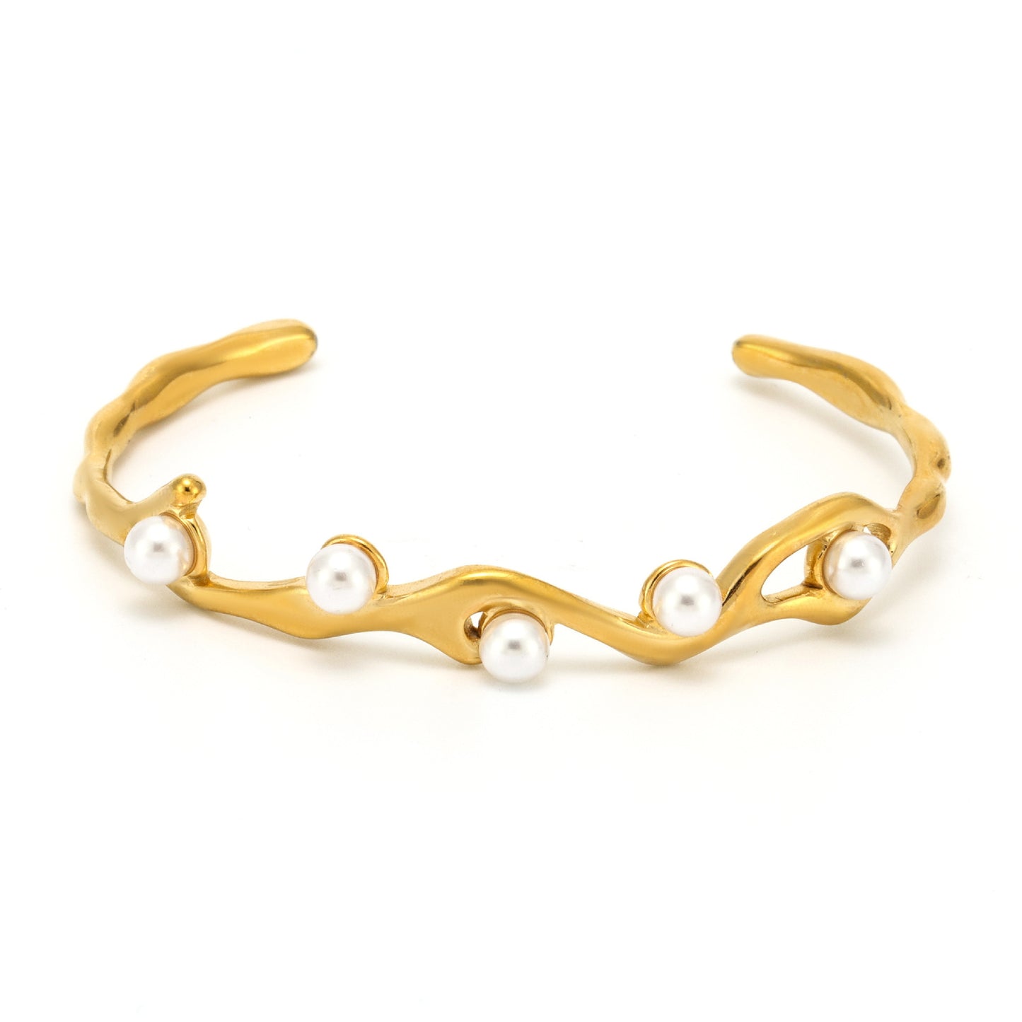 Stainless Steel Imitation Pearl Cuff Bracelet