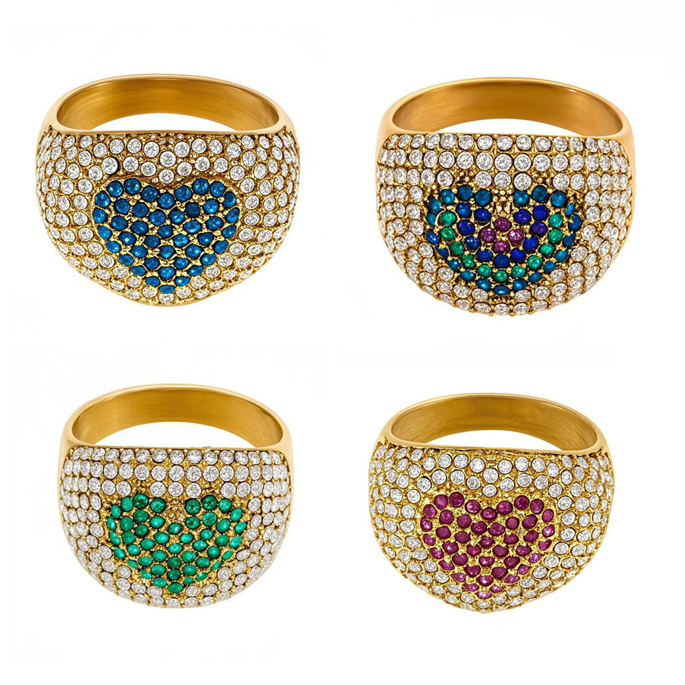 Stainless Steel Cubic Zirconia Heart Ring