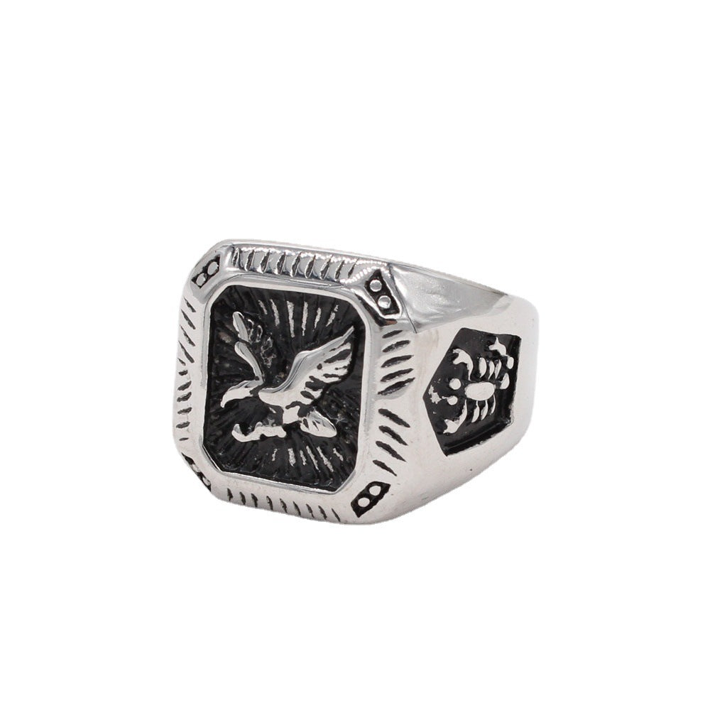Stainless Steel Eagle Men's Signet Ring