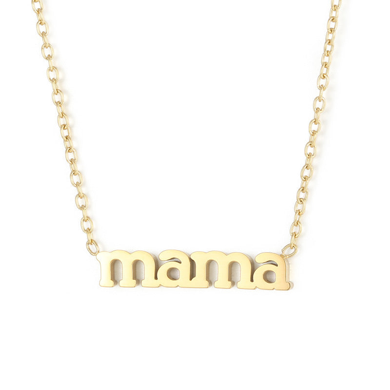 Stainless Steel Mama Letter Pendant Necklace