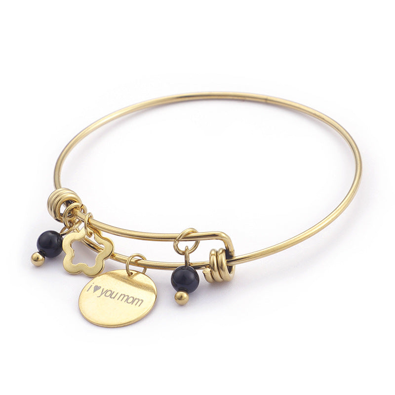 Stainless Steel Star Ball Pendant Mother's Day Bracelet