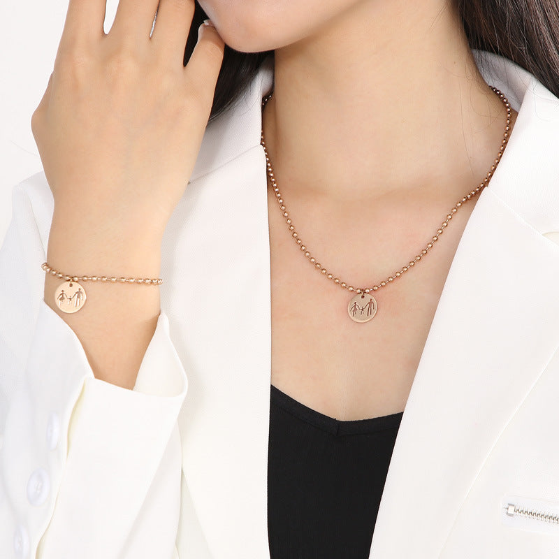 Round Parent-child Hand-in-hand Pendant Bracelet