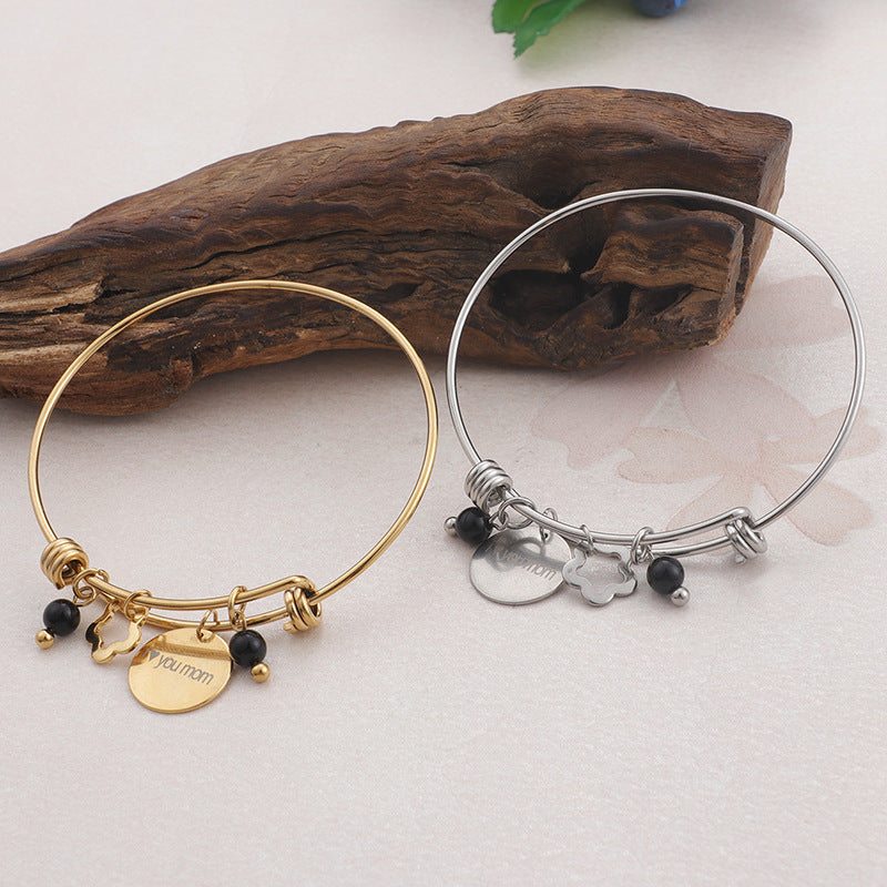 Stainless Steel Star Ball Pendant Mother's Day Bracelet
