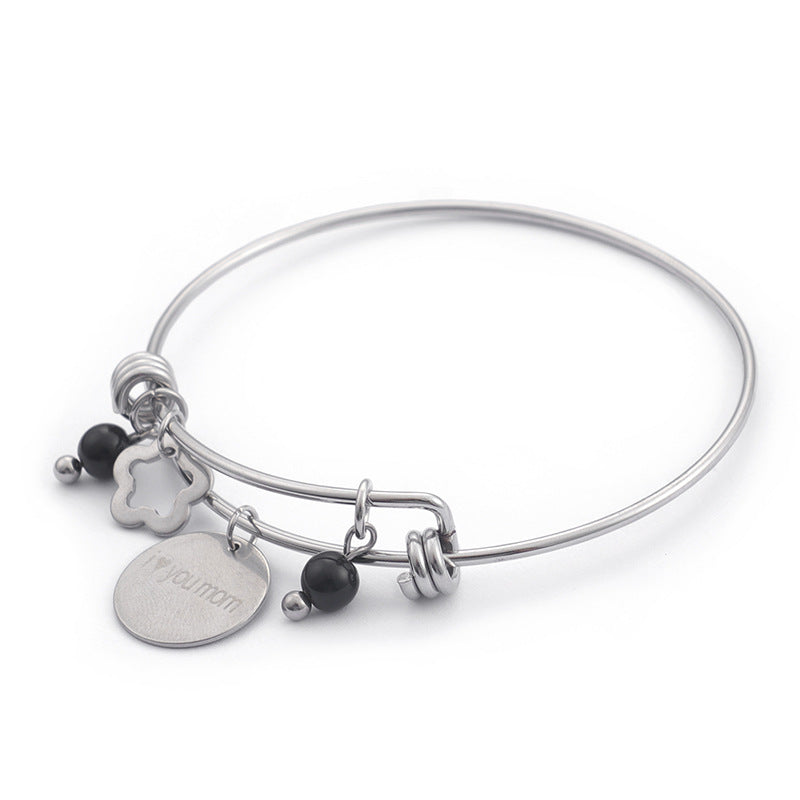 Stainless Steel Star Ball Pendant Mother's Day Bracelet