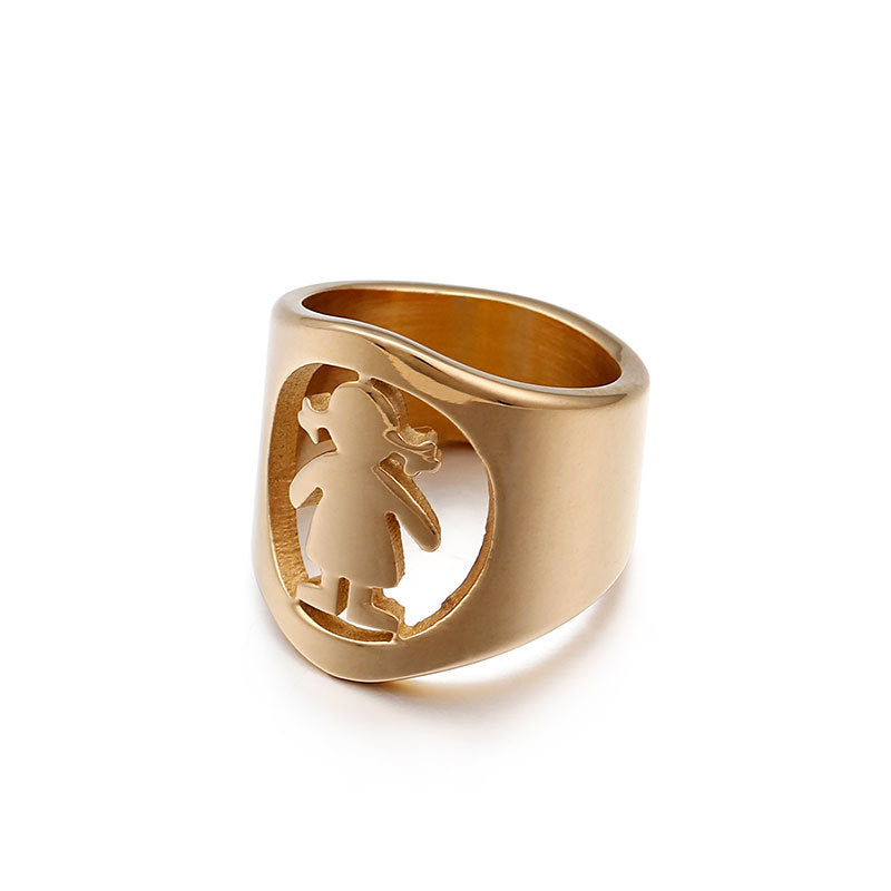 Stainless Steel Hollow Girl Pattern Ring