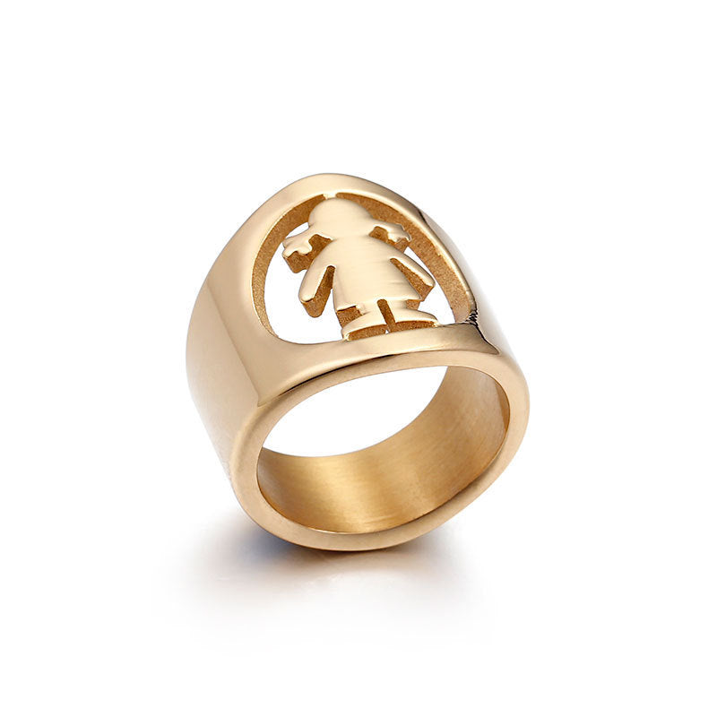 Stainless Steel Hollow Girl Pattern Ring