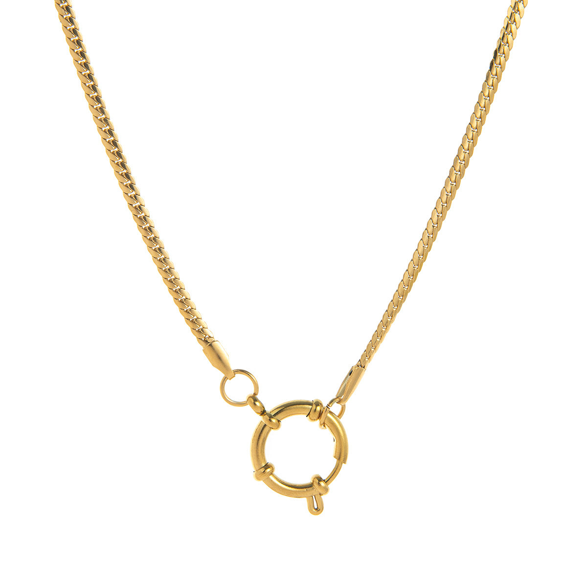 Stainless Steel 18mm Sailor Buckle Figaro Chain Necklace