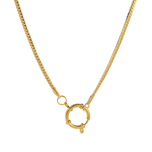 Stainless Steel 18mm Sailor Buckle Figaro Chain Necklace