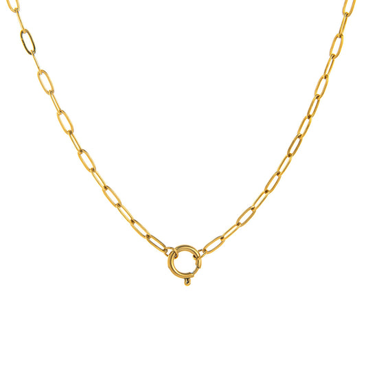 Stainless Steel Small Sailor Buckle Paperclip Chain Necklace
