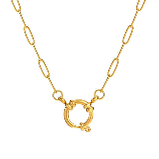 Stainless Steel 18mm Sailor Buckle Paperclip Chain Necklace