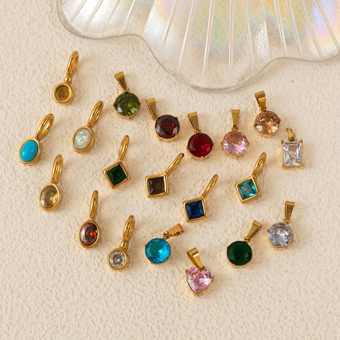 Stainless Steel Rainbow Cubic Zirconia Pendant