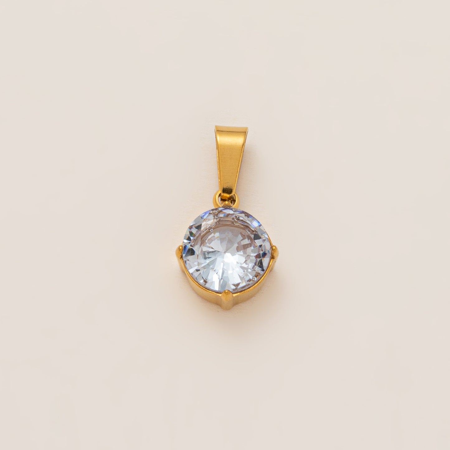 Stainless Steel Rainbow Cubic Zirconia Pendant