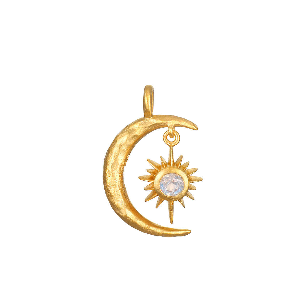 Sun Moon Inlay Cubic Zirconia Pendant
