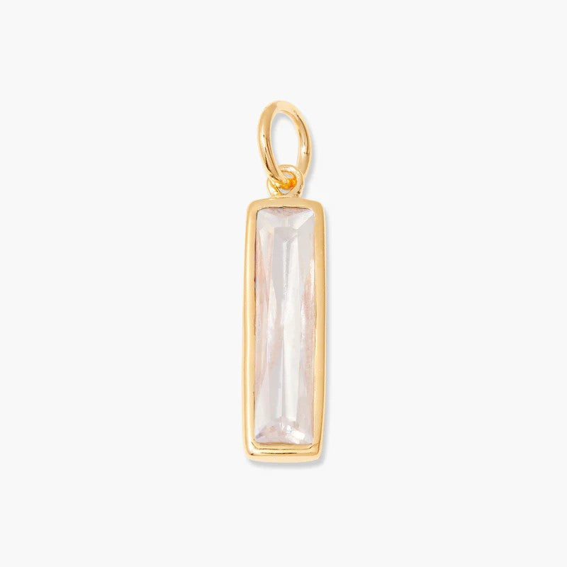 Stainless Steel Bar Rectangular Birthstone Pendant