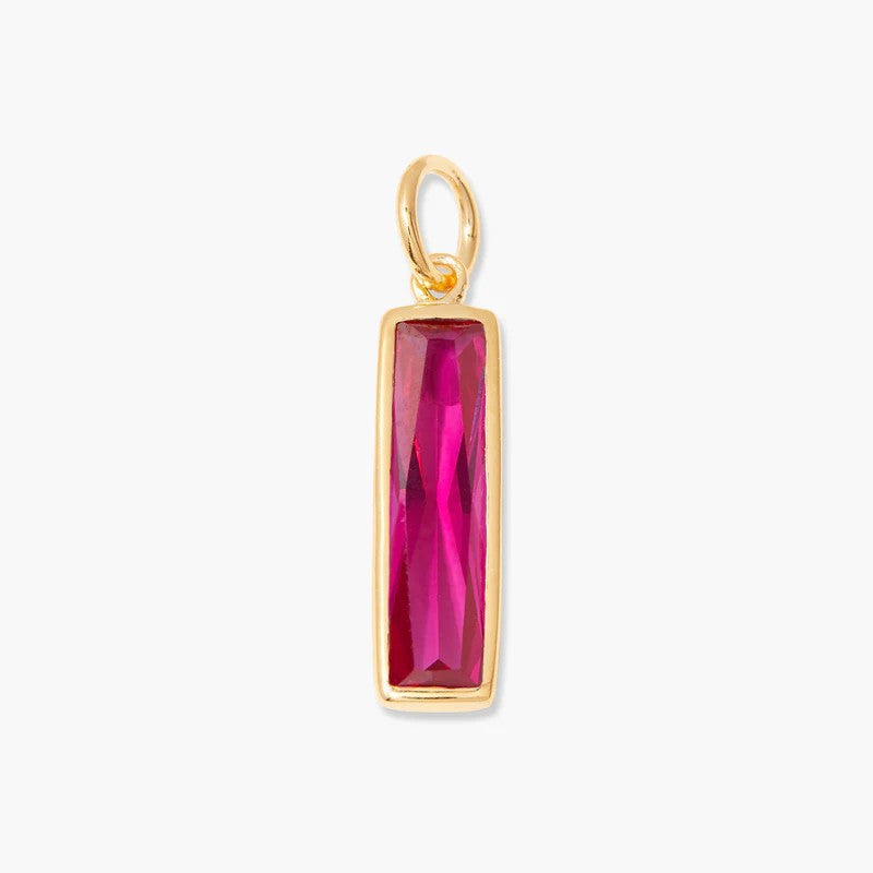 Stainless Steel Bar Rectangular Birthstone Pendant