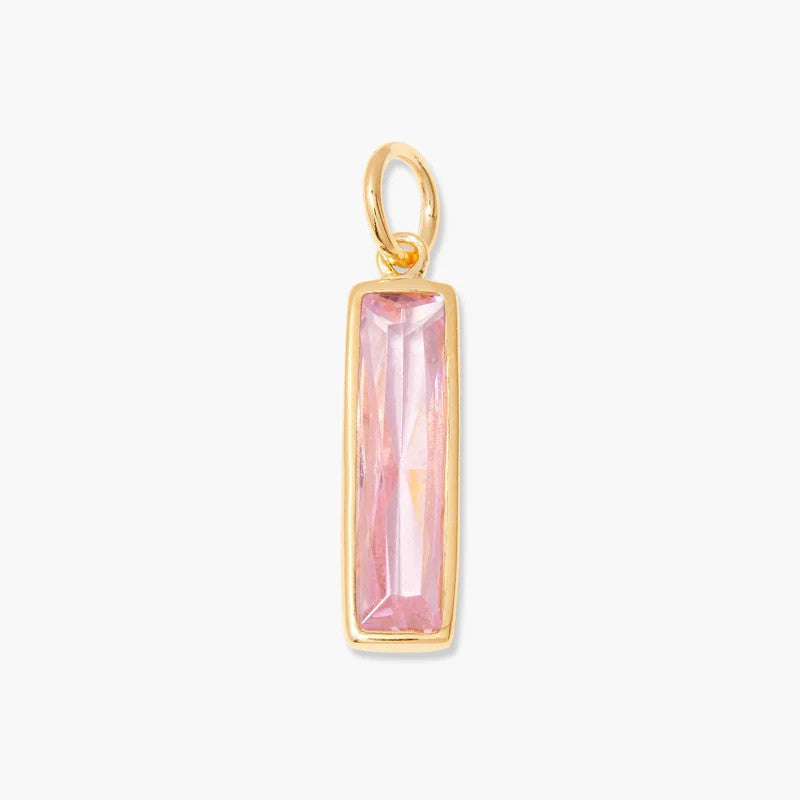Stainless Steel Bar Rectangular Birthstone Pendant