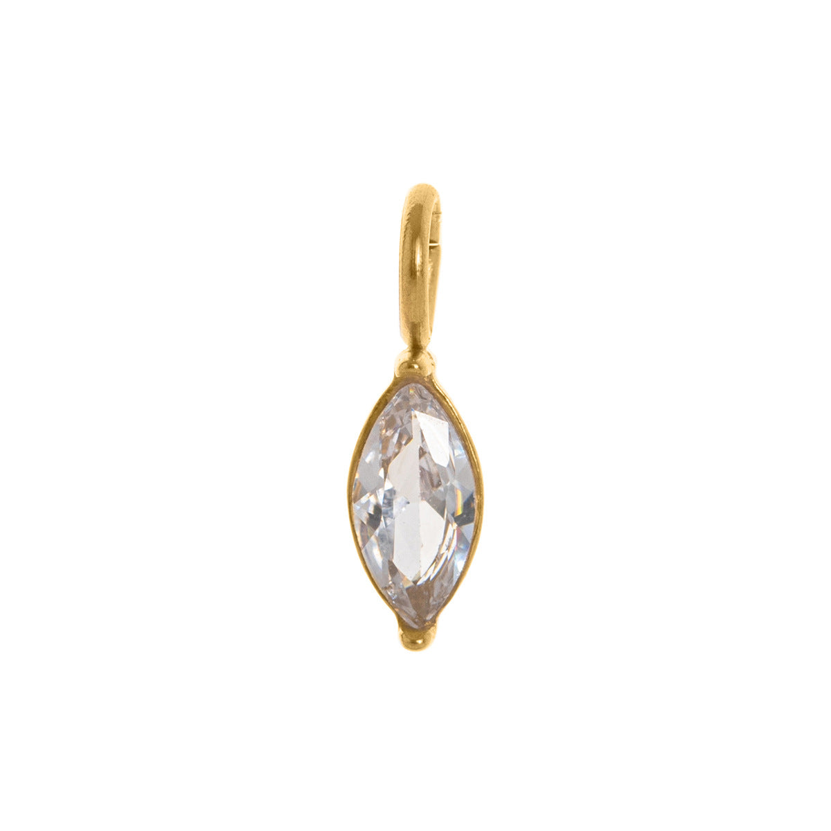 Stainless Steel Water Drop Diamond Shape Birthstone Pendant