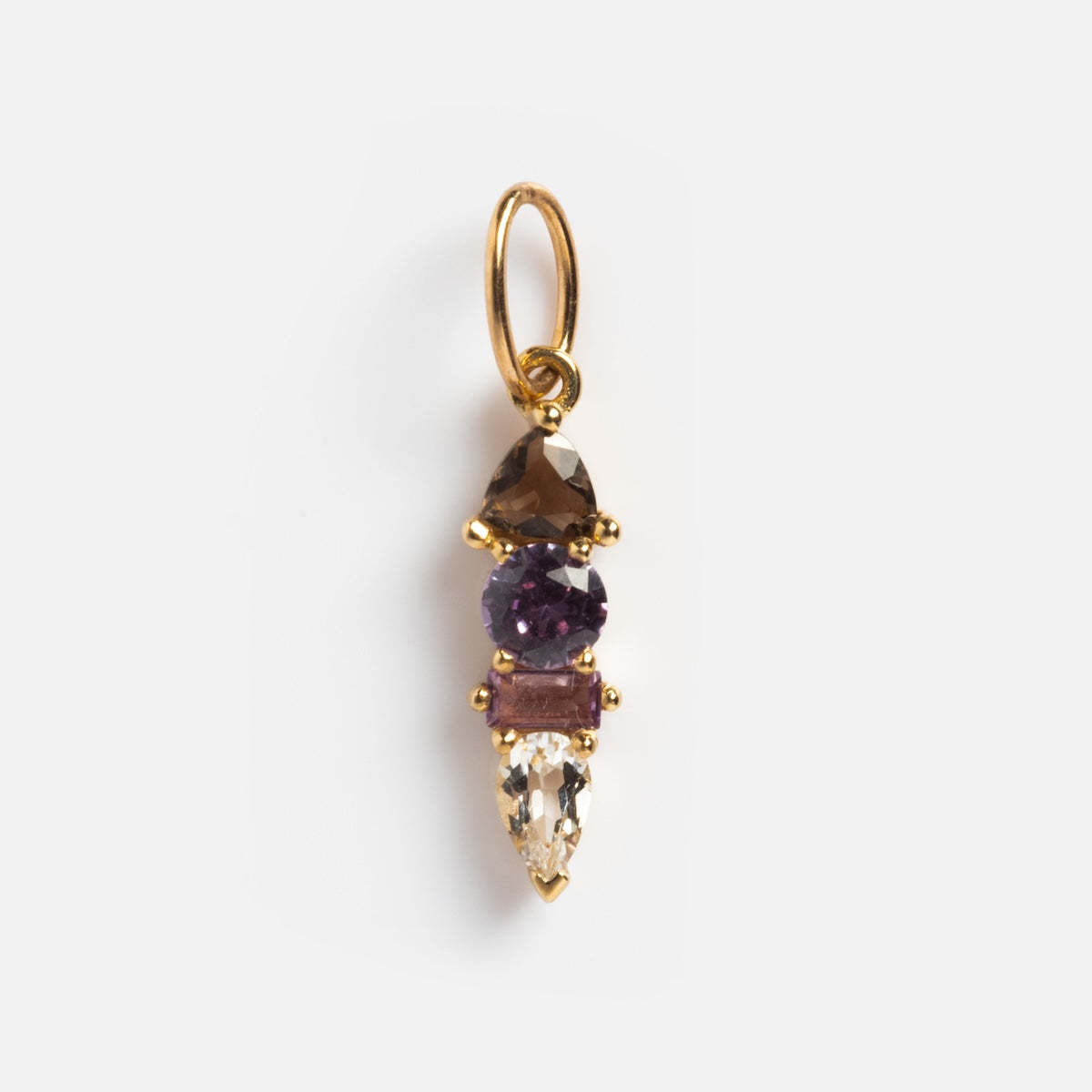 Stainless Steel 4 Cubic Zirconia Combination Birthstone Pendant