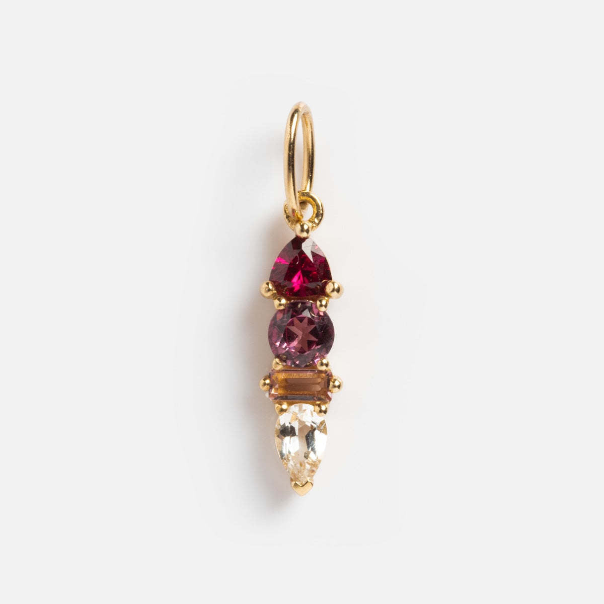 Stainless Steel 4 Cubic Zirconia Combination Birthstone Pendant