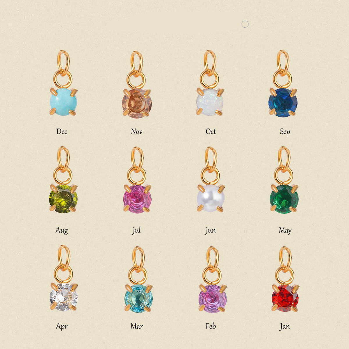 Stainless Steel Round Birthstone Pendant