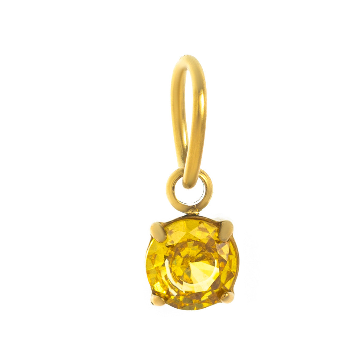 Stainless Steel Round Birthstone Pendant