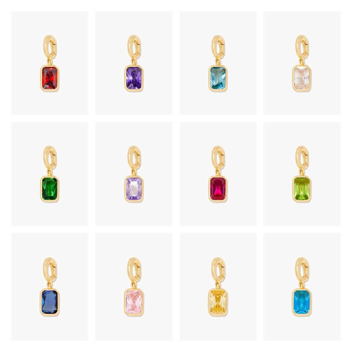 Stainless Steel Rectangular Bevel Birthstone Pendant