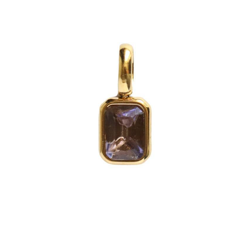 Stainless Steel Rectangular Bevel Birthstone Pendant