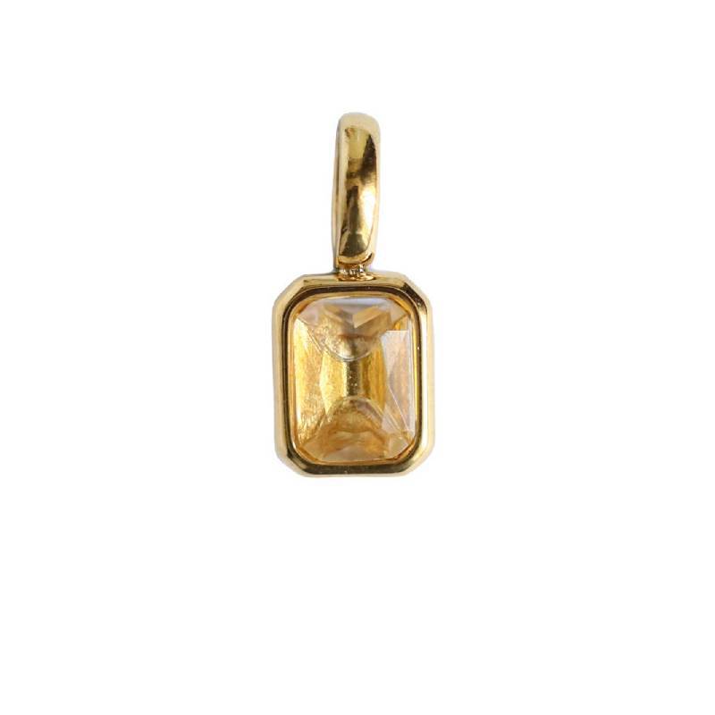 Stainless Steel Rectangular Bevel Birthstone Pendant