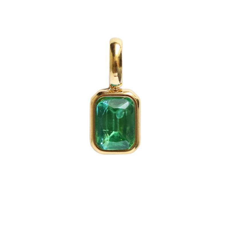 Stainless Steel Rectangular Bevel Birthstone Pendant