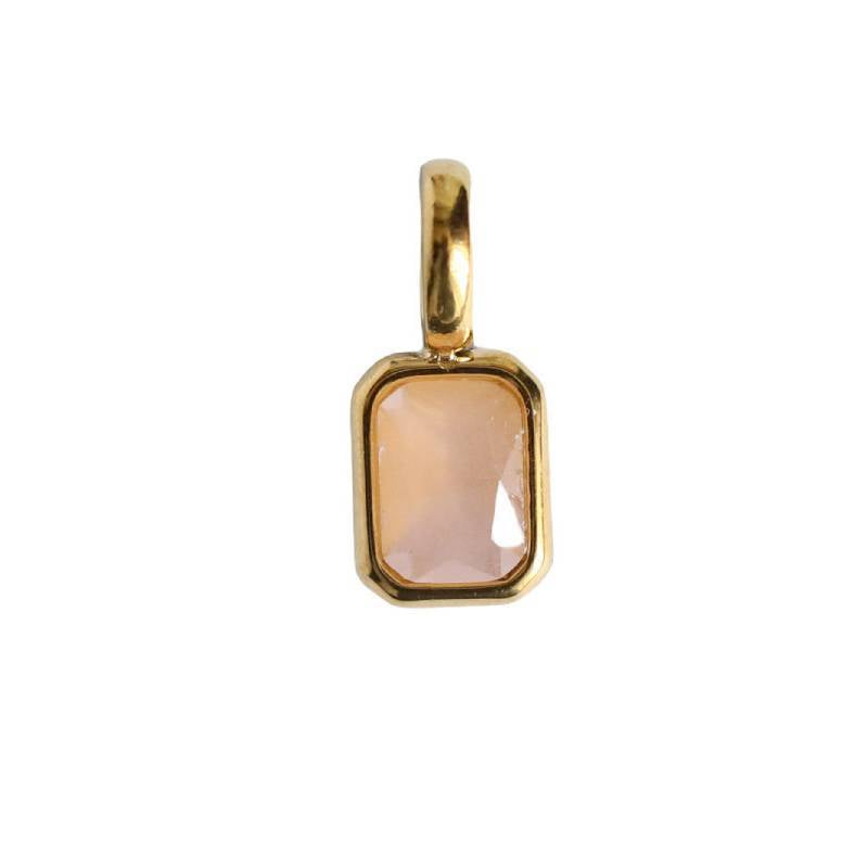 Stainless Steel Rectangular Bevel Birthstone Pendant