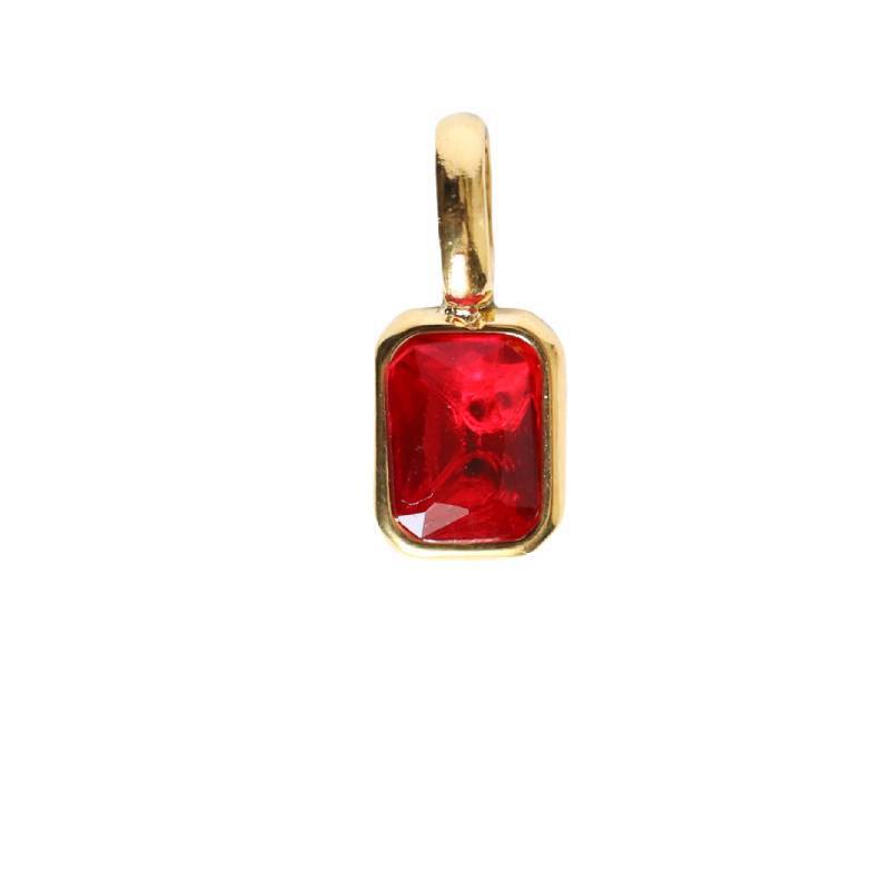 Stainless Steel Rectangular Bevel Birthstone Pendant