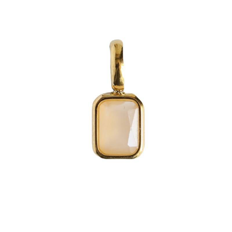 Stainless Steel Rectangular Bevel Birthstone Pendant