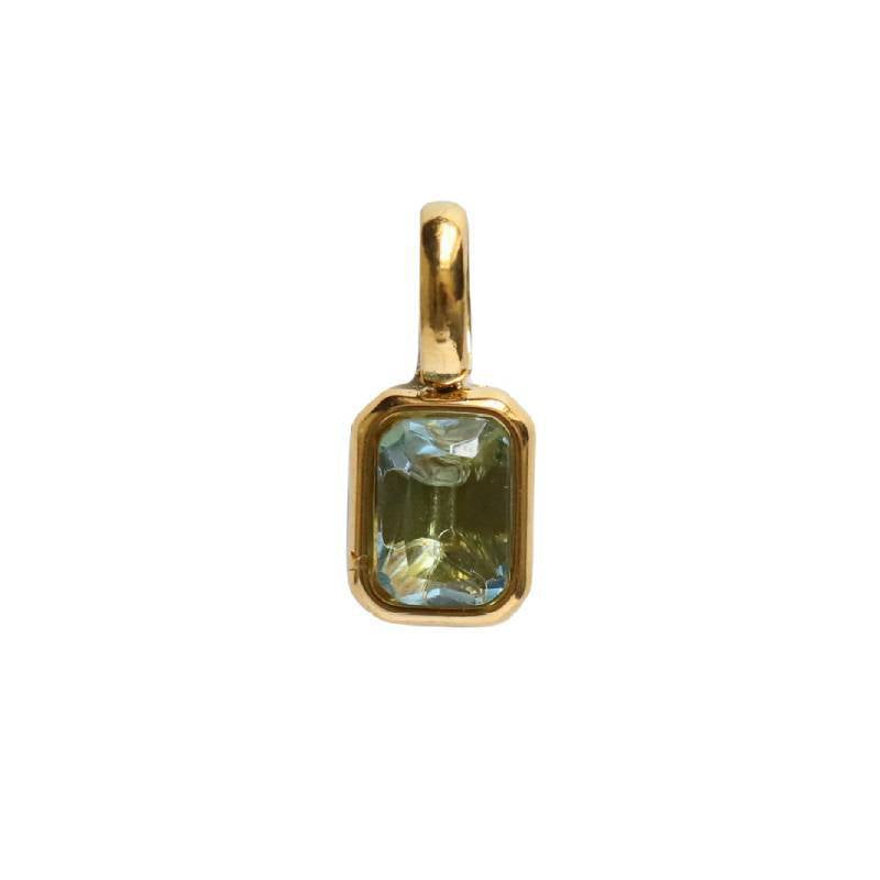 Stainless Steel Rectangular Bevel Birthstone Pendant